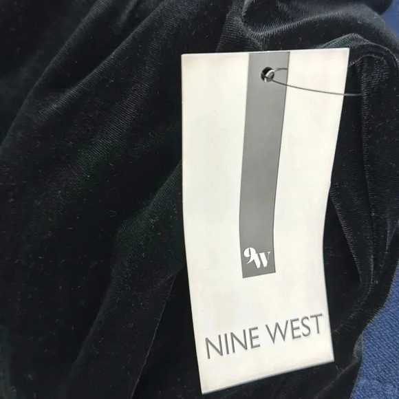 Nine West New black velvet polyester dress with puffy long smocked sleeves XL - Picture 6 of 8